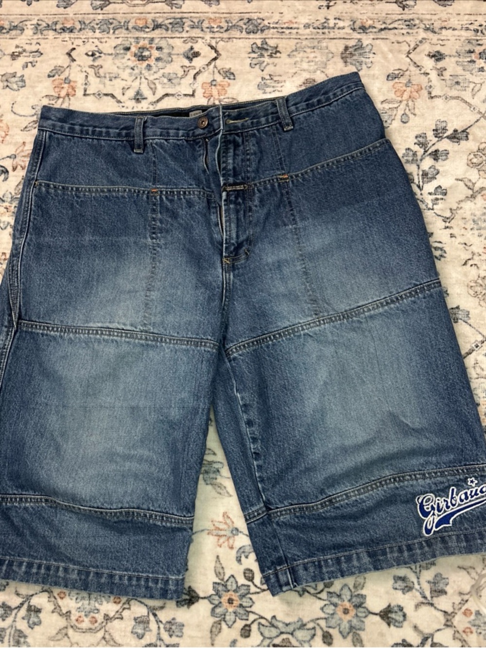 Marithe Francois Girbaud Men's Blue Patchwork Denim Shorts